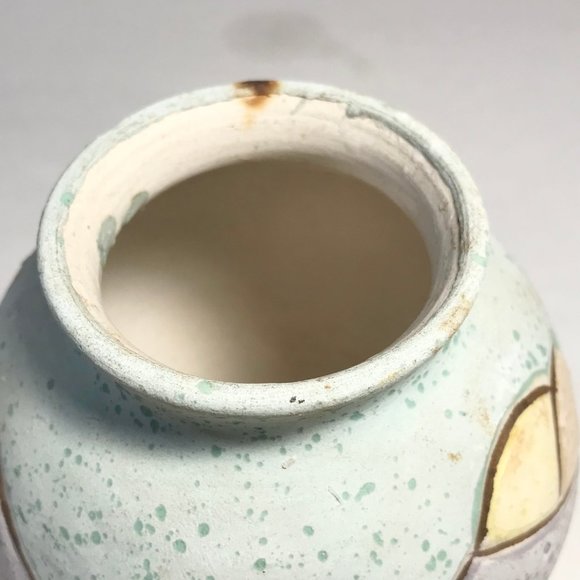 Vintage Mexican Tonala Pottery Vase Signed R. Gonza Artist Made in Mexico Pastel - Picture 9 of 14